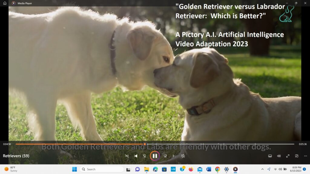 Two dogs are kissing in the grass.