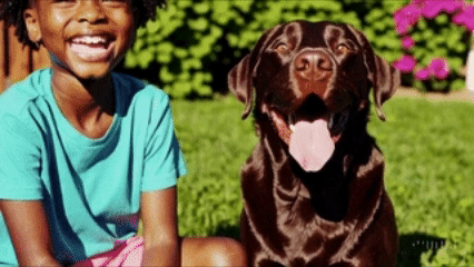 Therapy dog engagement moment